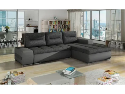 NABBI Otelo P rohová sedačka s rozkladom a úložným priestorom tmavosivá / sivá