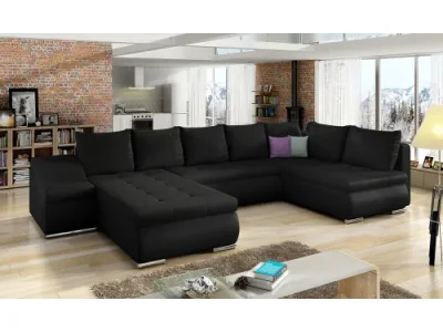 NABBI Grosseto P rohová sedačka u s rozkladom a úložným priestorom čierna (Soft 11)