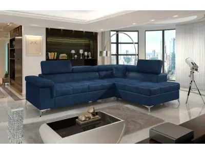 NABBI Enna P rohová sedačka s rozkladom a úložným priestorom tmavomodrá