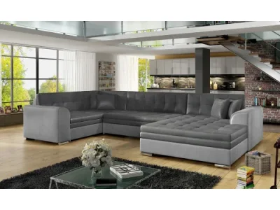 NABBI Deramo U L rohová sedačka u s rozkladom čierna / svetlosivá