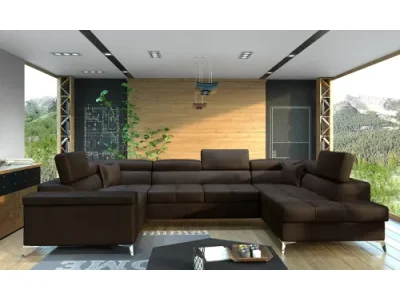 NABBI Torres U L rohová sedačka u s rozkladom a úložným priestorom tmavohnedá