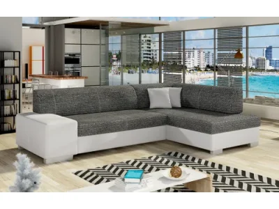 NABBI Ferol P rohová sedačka s rozkladom a úložným priestorom čierna (Berlin 02) / biela (Soft 17)