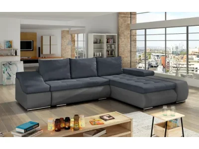 Detail produktu NABBI Oristano P rohová sedačka s rozkladom a úložným priestorom modrá / sivá