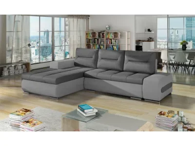 Detail produktu NABBI Otelo L rohová sedačka s rozkladom a úložným priestorom sivá / svetlosivá