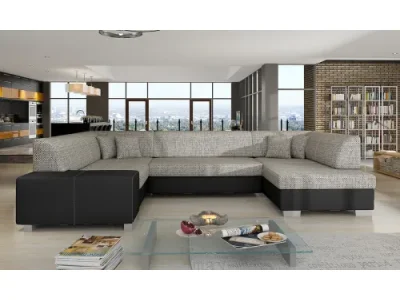 Detail produktu NABBI Halvega L rohová sedačka u s rozkladom a úložným priestorom sivá (Berlin 01) / čierna (Soft 11)