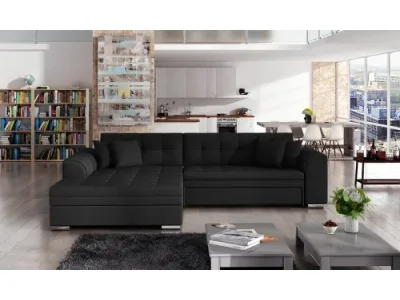 NABBI Salerno L rohová sedačka s rozkladom čierna
