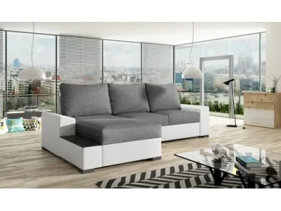 Detail produktu NABBI Nettuno L rohová sedačka s rozkladom a úložným priestorom sivá (Sawana 05) / biela (Soft 17)