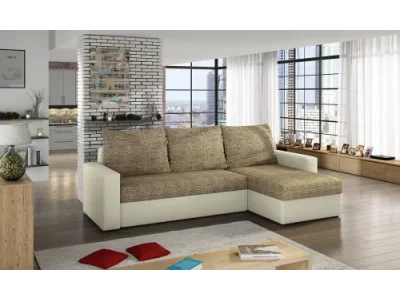 NABBI Lucca L/P rohová sedačka s rozkladom a úložným priestorom cappuccino / béžová