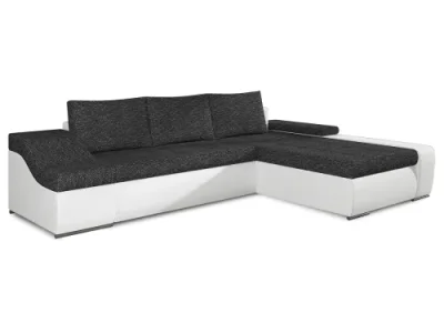 Detail produktu NABBI Oristano P rohová sedačka s rozkladom a úložným priestorom čierna (Berlin 02) / biela (Soft 17)
