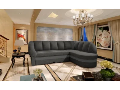 NABBI Belluno P rohová sedačka s rozkladom a úložným priestorom tmavosivá / sivá