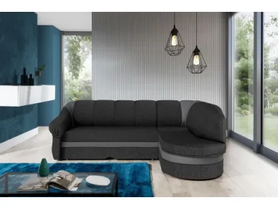 Detail produktu NABBI Belluno P rohová sedačka s rozkladom a úložným priestorom tmavosivá / sivá