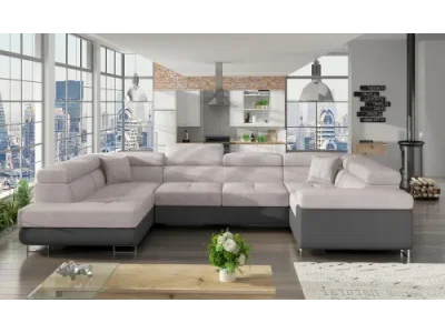 NABBI Licaro U P rohová sedačka u s rozkladom a úložným priestorom svetlosivá / sivá