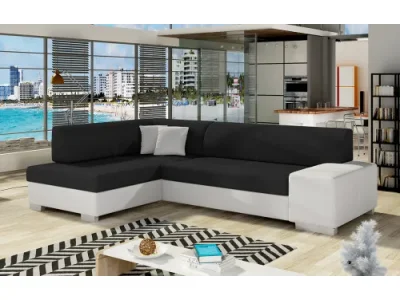 Detail produktu NABBI Ferol L rohová sedačka s rozkladom a úložným priestorom čierna (Sawana 14)