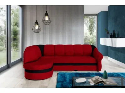 NABBI Belluno L rohová sedačka s rozkladom a úložným priestorom červená / čierna