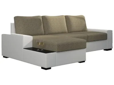 Detail produktu NABBI Nettuno L rohová sedačka s rozkladom a úložným priestorom cappuccino / biela