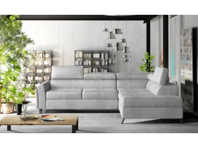 NABBI Korense P rohová sedačka s rozkladom a úložným priestorom svetlosivá (Monolith 84)