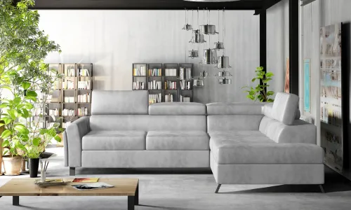 NABBI Korense P rohová sedačka s rozkladom a úložným priestorom svetlosivá (Monolith 84)