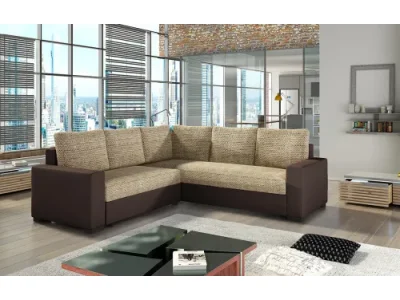 NABBI Calabria L/P rohová sedačka s rozkladom a úložným priestorom cappuccino / tmavohnedá