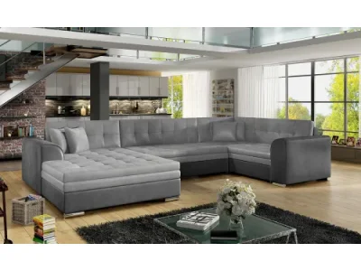 NABBI Deramo U P rohová sedačka u s rozkladom svetlosivá (Monolith 84) / čierna (Monolith 97)