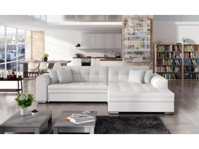 NABBI Salerno P rohová sedačka s rozkladom biela