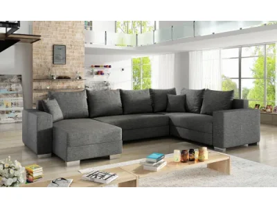 NABBI Mariano P rohová sedačka u s rozkladom a úložným priestorom sivá (Sawana 05)