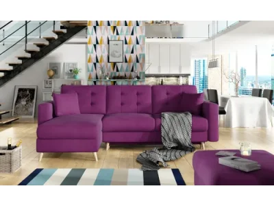 NABBI Aveza L/P rohová sedačka s rozkladom a úložným priestorom vínová