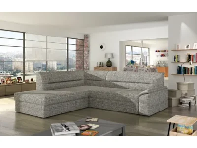 NABBI Estrela L rohová sedačka s rozkladom a úložným priestorom sivá (Berlin 01)