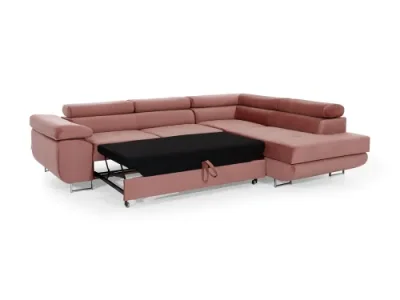 Detail produktu NABBI Almero P rohová sedačka s rozkladom a úložným priestorom svetlosivá (Sawana 21) / biela (Soft 17)