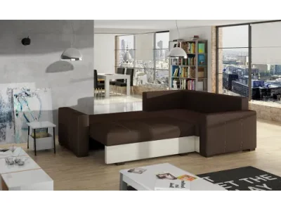 Detail produktu NABBI Castelo P rohová sedačka s rozkladom a úložným priestorom sivá (Berlin 01) / biela (Soft 17)