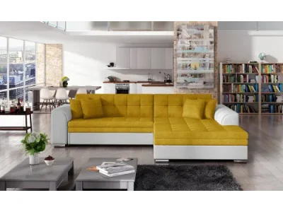 NABBI Salerno P rohová sedačka s rozkladom žltá / biela