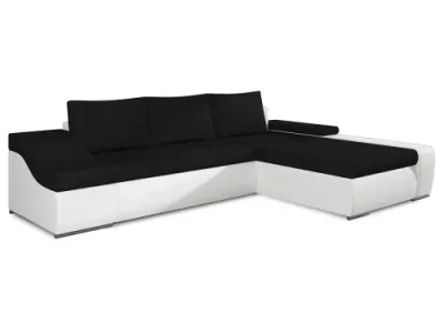 Detail produktu NABBI Oristano P rohová sedačka s rozkladom a úložným priestorom čierna (Sawana 14) / biela (Soft 17)