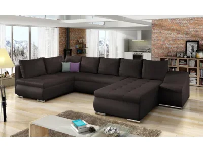 NABBI Grosseto L rohová sedačka u s rozkladom a úložným priestorom tmavohnedá