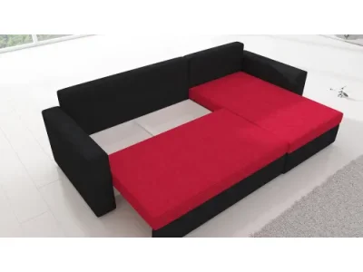 Detail produktu NABBI Lucca L/P rohová sedačka s rozkladom a úložným priestorom sivá (Sawana 05) / čierna (Soft 11)