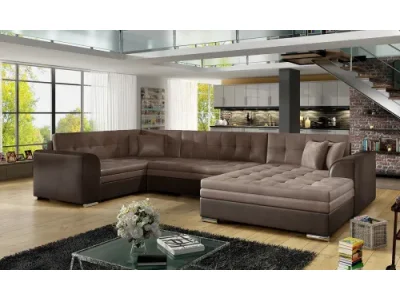 NABBI Deramo U L rohová sedačka u s rozkladom hnedá / tmavohnedá