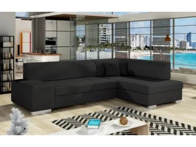 NABBI Ferol P rohová sedačka s rozkladom a úložným priestorom čierna (Soft 11)