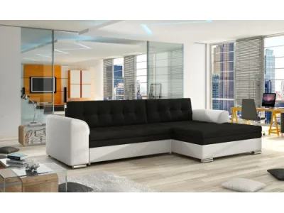 NABBI Caltanis P rohová sedačka s rozkladom čierna / biela