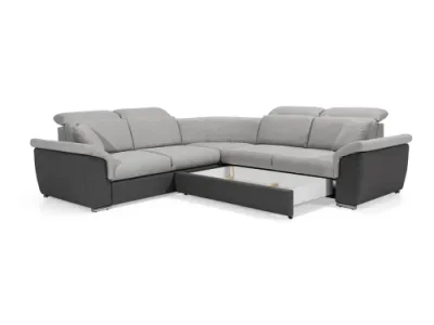 Detail produktu NABBI Feraro L/P rohová sedačka s rozkladom a úložným priestorom sivá (Berlin 01) / čierna (Soft 11)