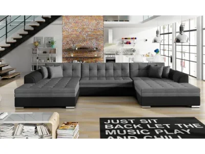 NABBI Valver U L/P rohová sedačka u s rozkladom sivá (Sawana 05) / čierna (Soft 11)