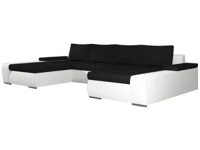 Detail produktu NABBI Melfi L/P rohová sedačka u s rozkladom a úložným priestorom čierna (Sawana 14) / biela (Soft 17)