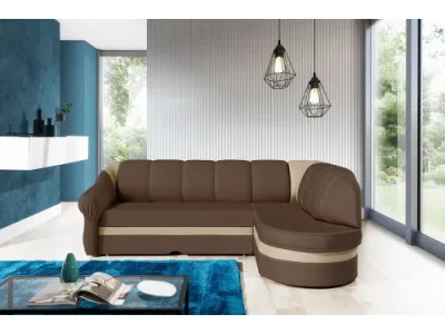 Detail produktu NABBI Belluno P rohová sedačka s rozkladom a úložným priestorom hnedá / krémová