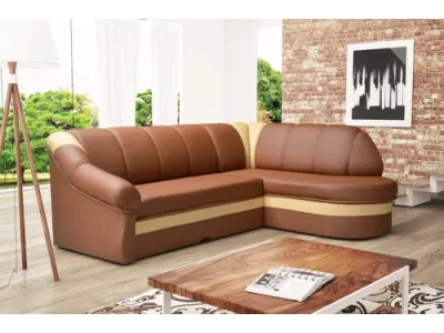 Detail produktu NABBI Belluno P rohová sedačka s rozkladom a úložným priestorom hnedá / krémová