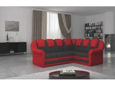 NABBI Latino II P rohová sedačka s rozkladom a úložným priestorom čierna / červená