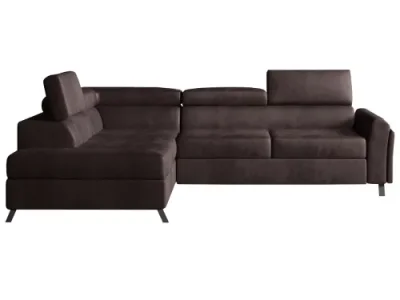 Detail produktu NABBI Korense L rohová sedačka s rozkladom a úložným priestorom tmavohnedá (Velvet Mat 29)