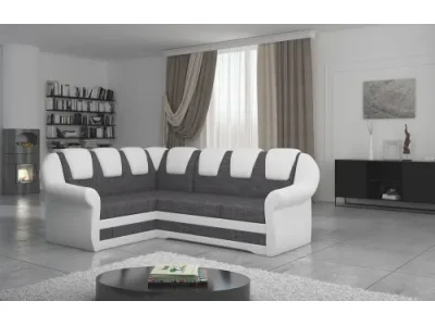 NABBI Latino II L rohová sedačka s rozkladom a úložným priestorom sivá / biela