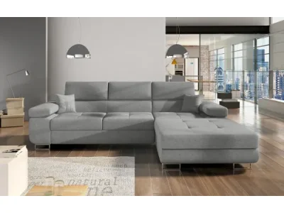 NABBI Alkazar P rohová sedačka s rozkladom a úložným priestorom svetlosivá (Gusto 88)