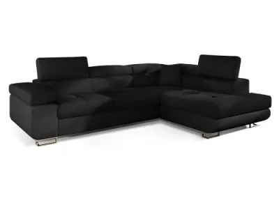 Detail produktu NABBI Almero P rohová sedačka s rozkladom a úložným priestorom čierna (Sawana 14) / čierna (Soft 11)