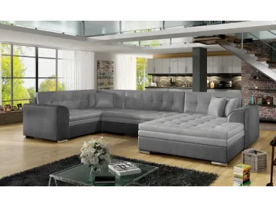 NABBI Deramo U L rohová sedačka u s rozkladom svetlosivá (Monolith 84) / čierna (Monolith 97)