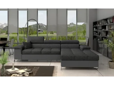 NABBI Rosino P rohová sedačka s rozkladom a úložným priestorom tmavosivá / sivá