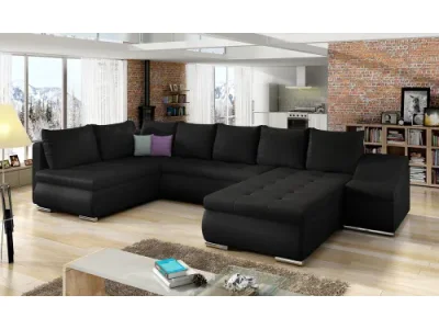 NABBI Grosseto L rohová sedačka u s rozkladom a úložným priestorom čierna (Soft 11)