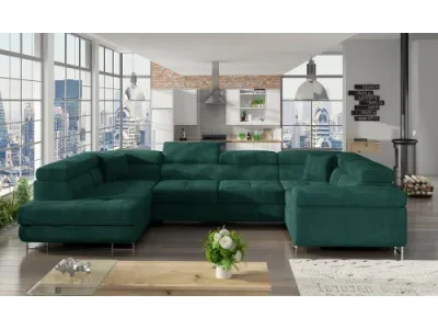 Detail produktu NABBI Licaro U P rohová sedačka u s rozkladom a úložným priestorom tmavozelená